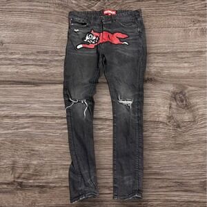 Icecream Jeans Bbc Ice Cream Running Dog Black Skinny Size 34x32